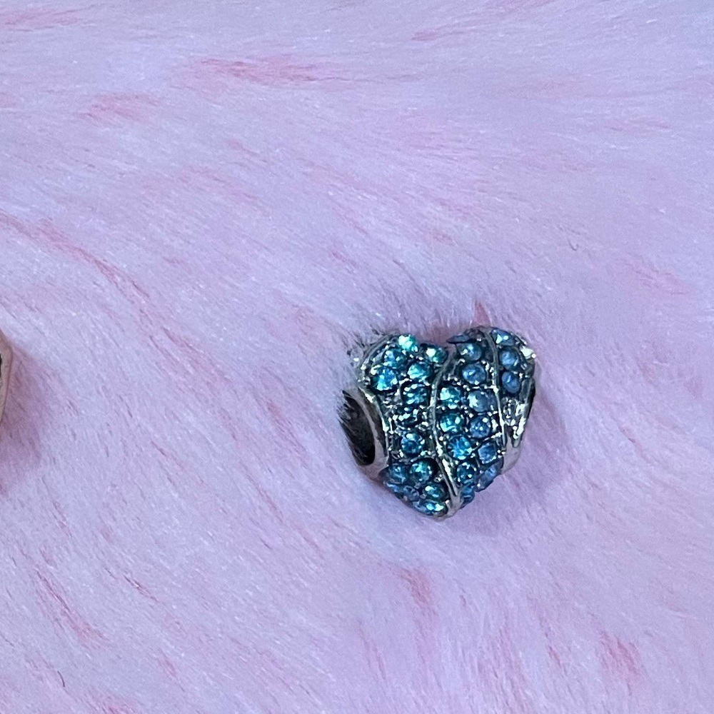 Crystal Pave Aqua Heart Multi-Colored Charm - Not Pandora